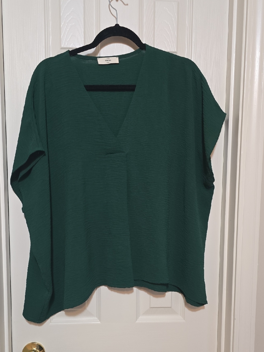 entro Forest Green V-Neck Boxy Blouse